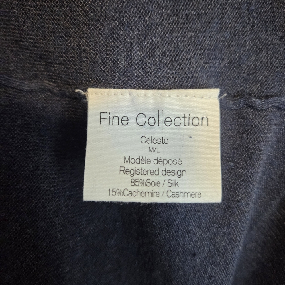 Fine Collection Silk & Cashmere Longline Cardigan | Navy - Picture 6 of 6